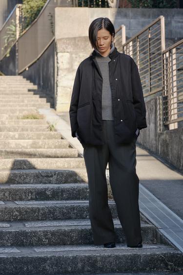 OVERSIZED NYLON JACKET ZW COLLECTION - Black by Zara