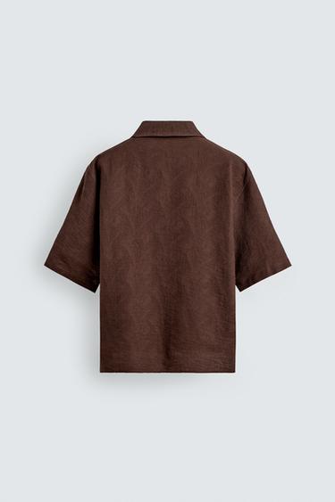 RELAXED FIT JACQUARD SHIRT - Brown by Zara - Image 7