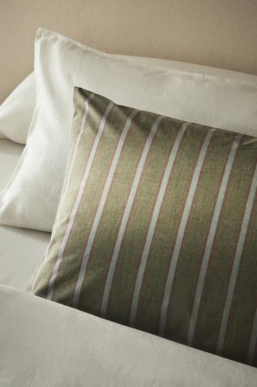 Zara STRIPED PERCALE PILLOWCASE (300 THREAD COUNT) - Green