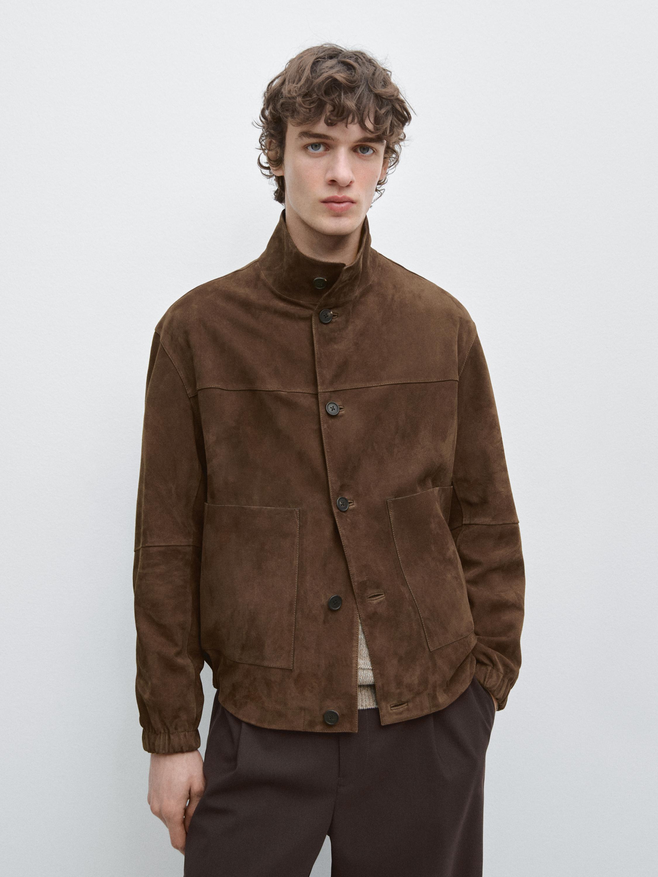 Blouson en cuir et daim