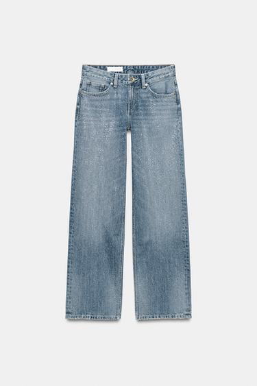 TRF LOW-RISE STRAIGHT JEANS WITH SHIMMER - Navy blue by Zara