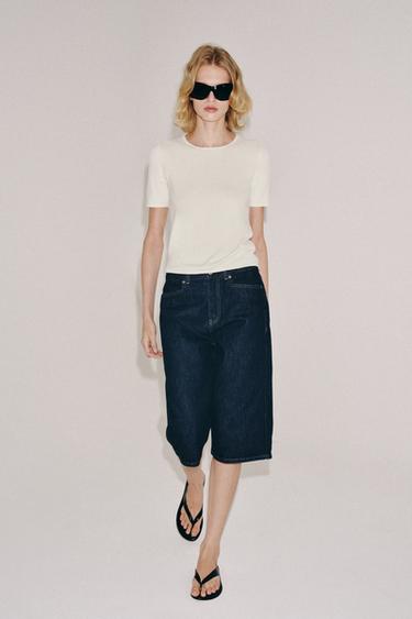 SHORT SLEEVE KNIT TOP - Ecru by Zara - Image 0
