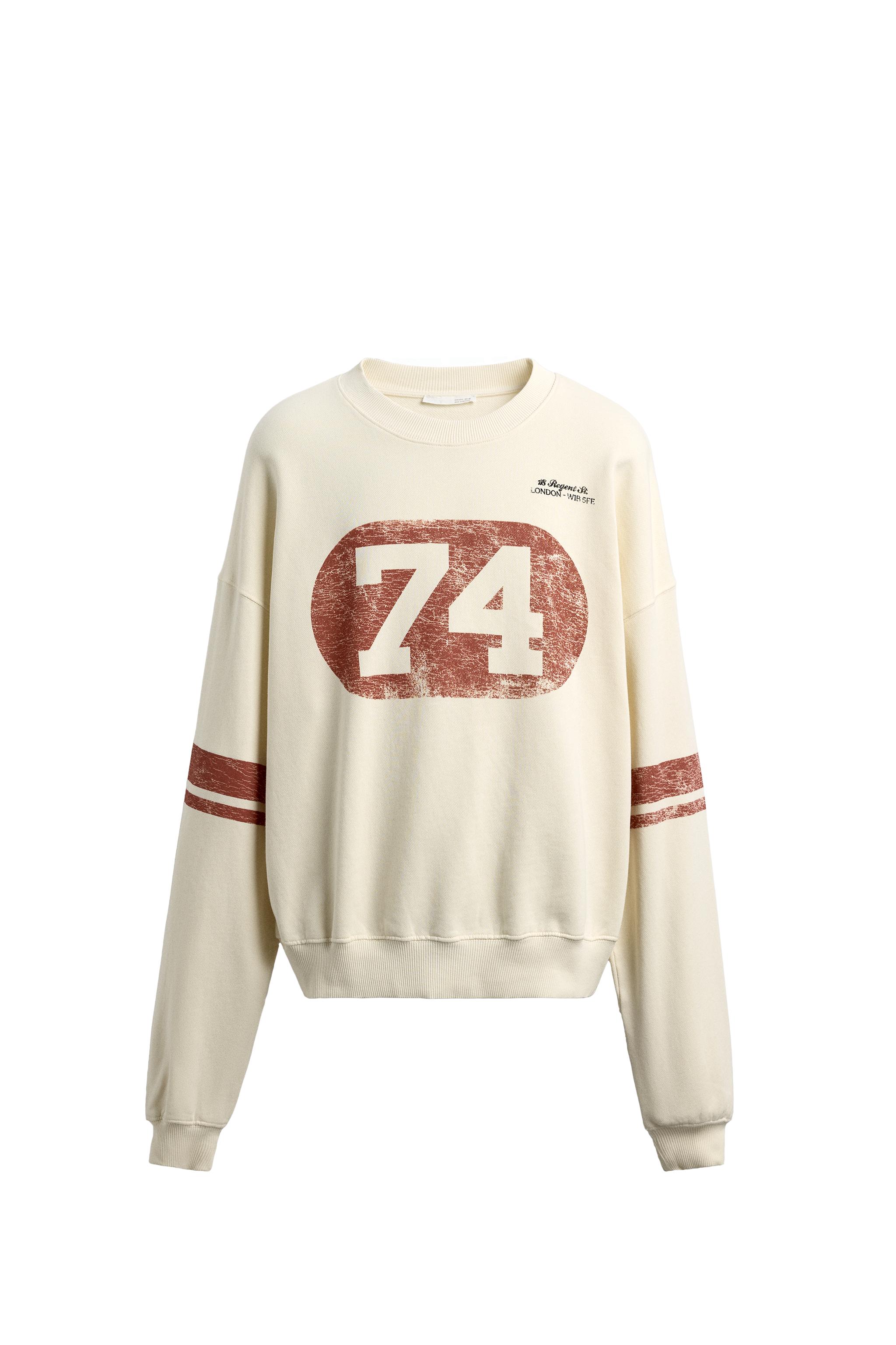 WASHED CONTRAST PRINT SWEATSHIRT - Oyster-white | ZARA United States