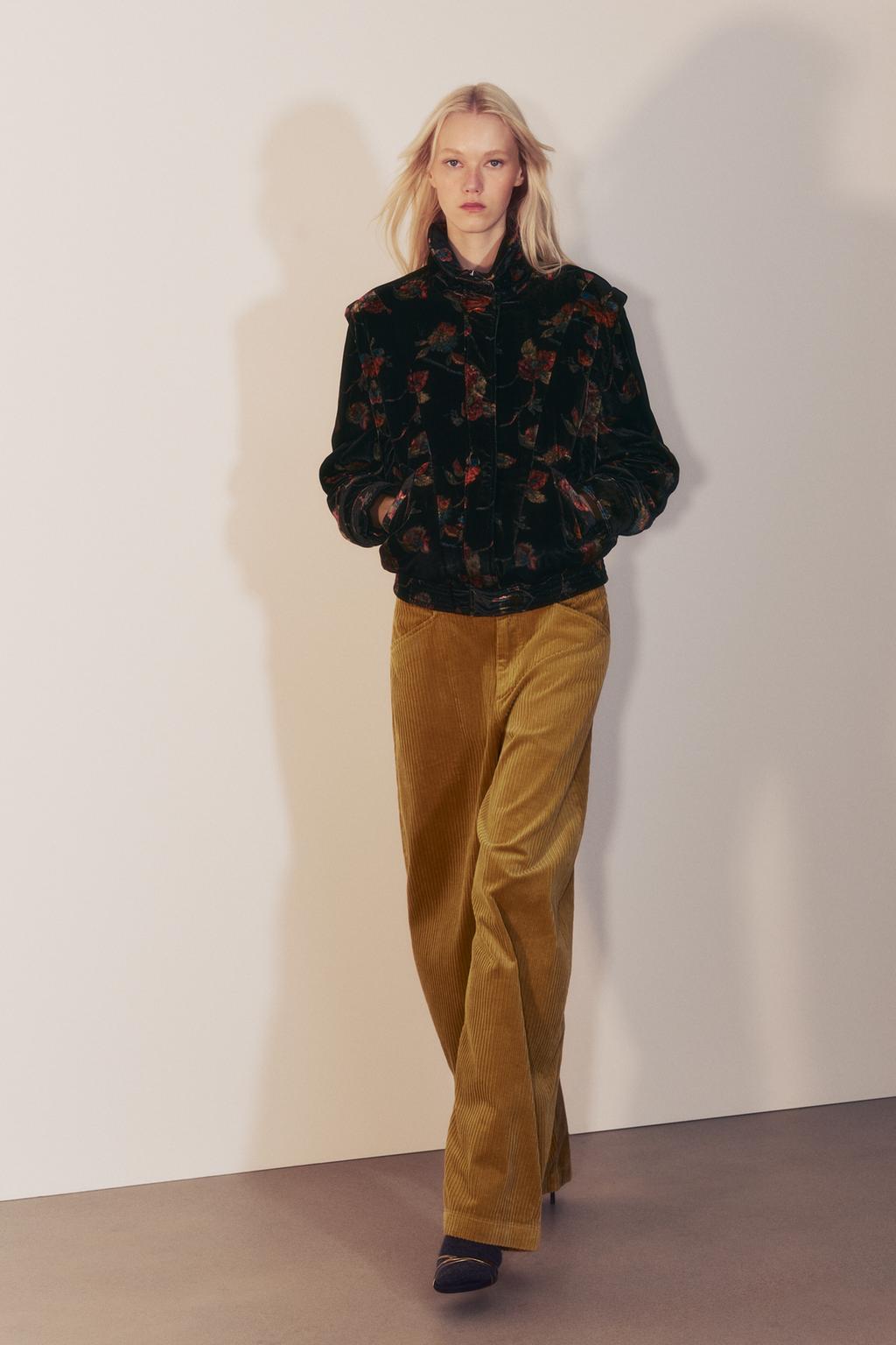 ZW COLLECTION VELVET FLORAL PRINT BOMBER JACKET