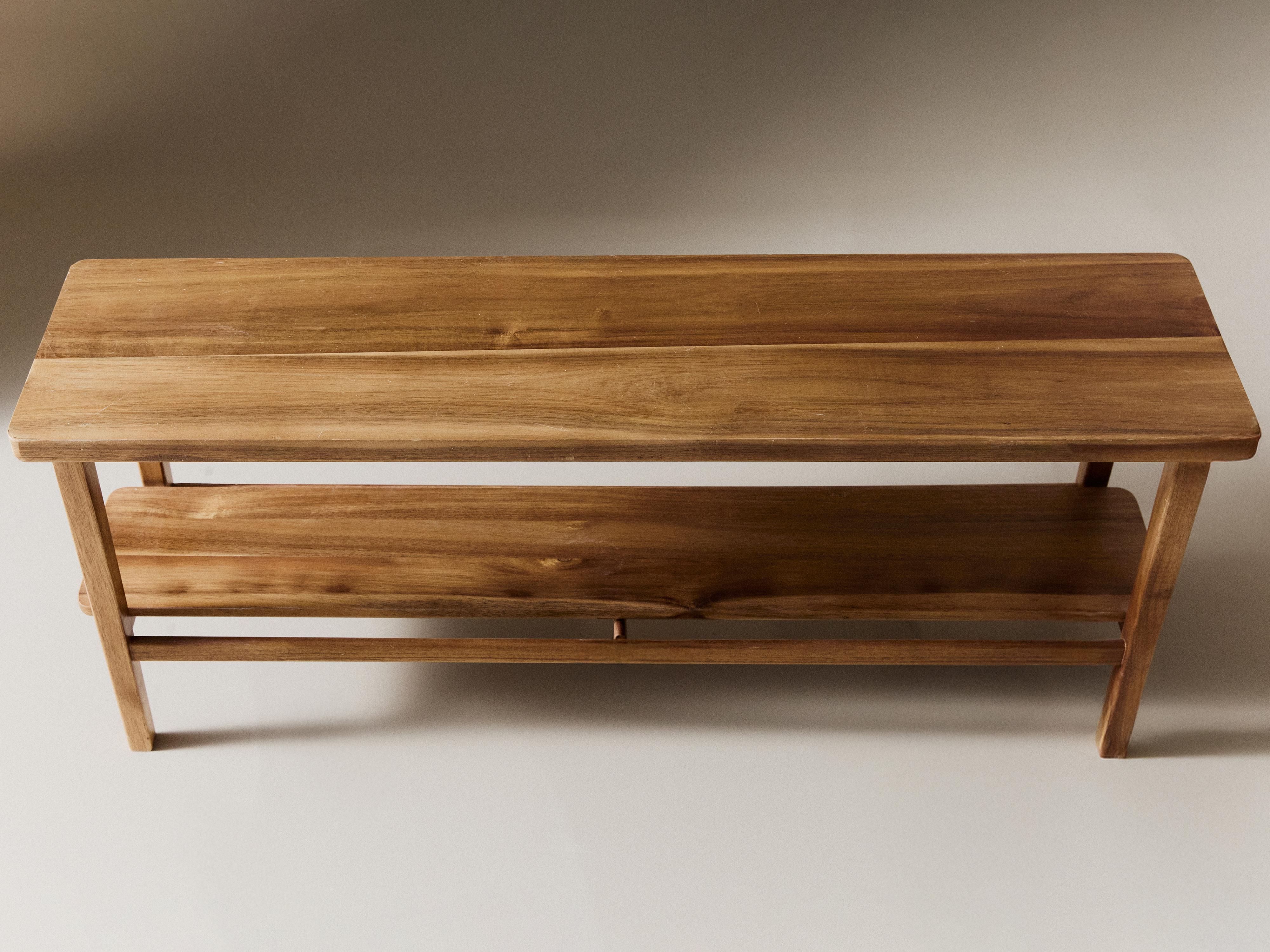 ACACIA WOOD DOUBLE BENCH — Brown