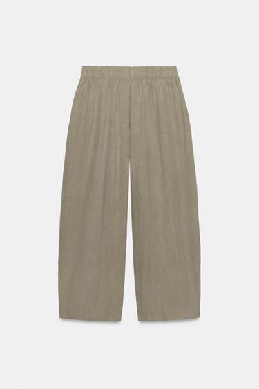 ANKLE-LENGTH FLOWING TROUSERS - Brown / Taupe by Zara - Image 5