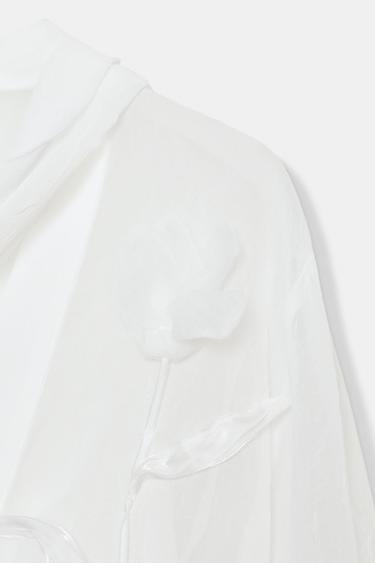 SEMI-SHEER BLOUSE WITH FLOWER - White by Zara - Image 9