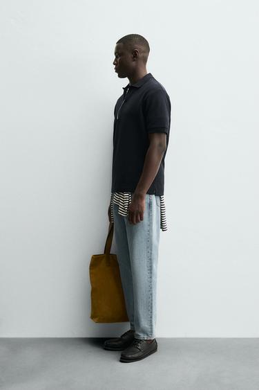 TEXTURED REGULAR FIT POLO SHIRT - Dark navy by Zara - Image 3