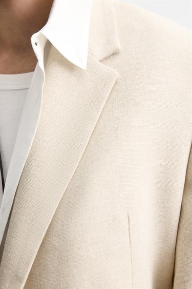 LINEN DOUBLE-BREASTED SUIT BLAZER - Ecru / Beige by Zara - Image 5