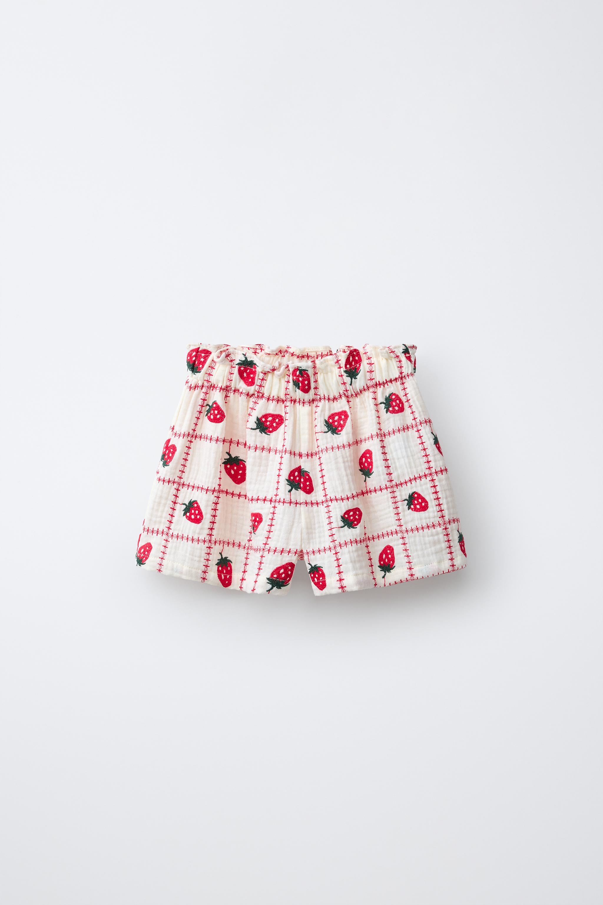 EMBROIDERED STRAWBERRY TEXTURED SHORTS CASA LAWA X ZARA KIDS
