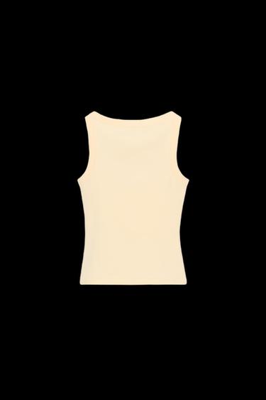 Zara COTTON SLEEVELESS T-SHIRT - Yellow