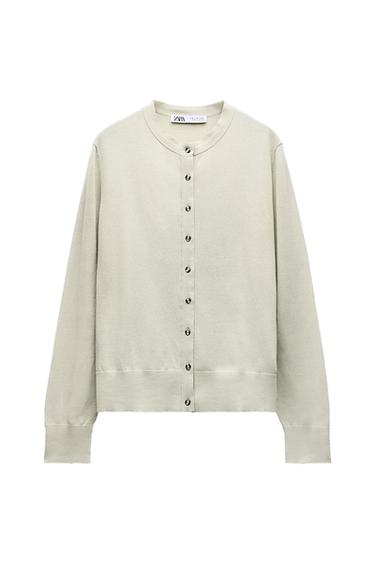 FINE KNIT CARDIGAN WITH CONTRAST TRIMS