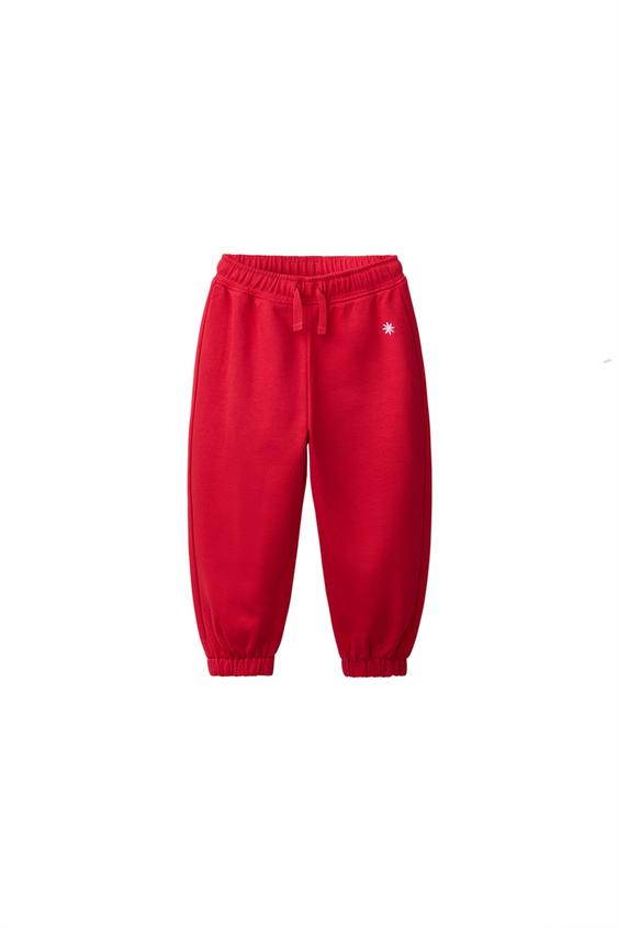 Zara DAISY EMBROIDERED PLUSH PANTS - Red - Image 0