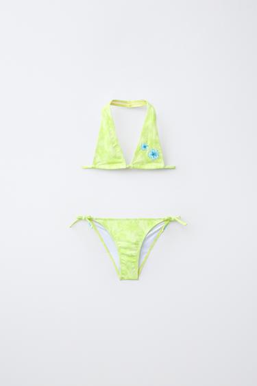 6-14 AÑOS/ BIKINI TIE DYE HIBISCUS - Lima flúor de Zara - Imagen 0