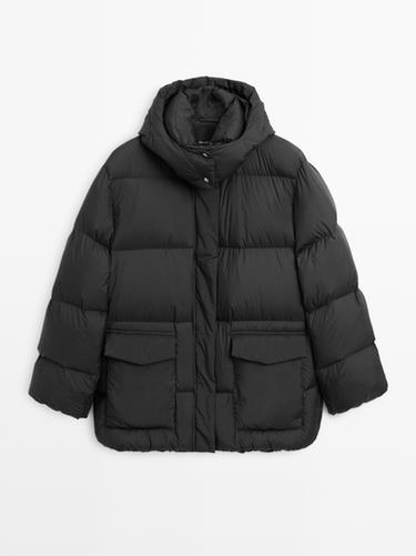 Zara Quilted puffer jacket - Black - Image 0