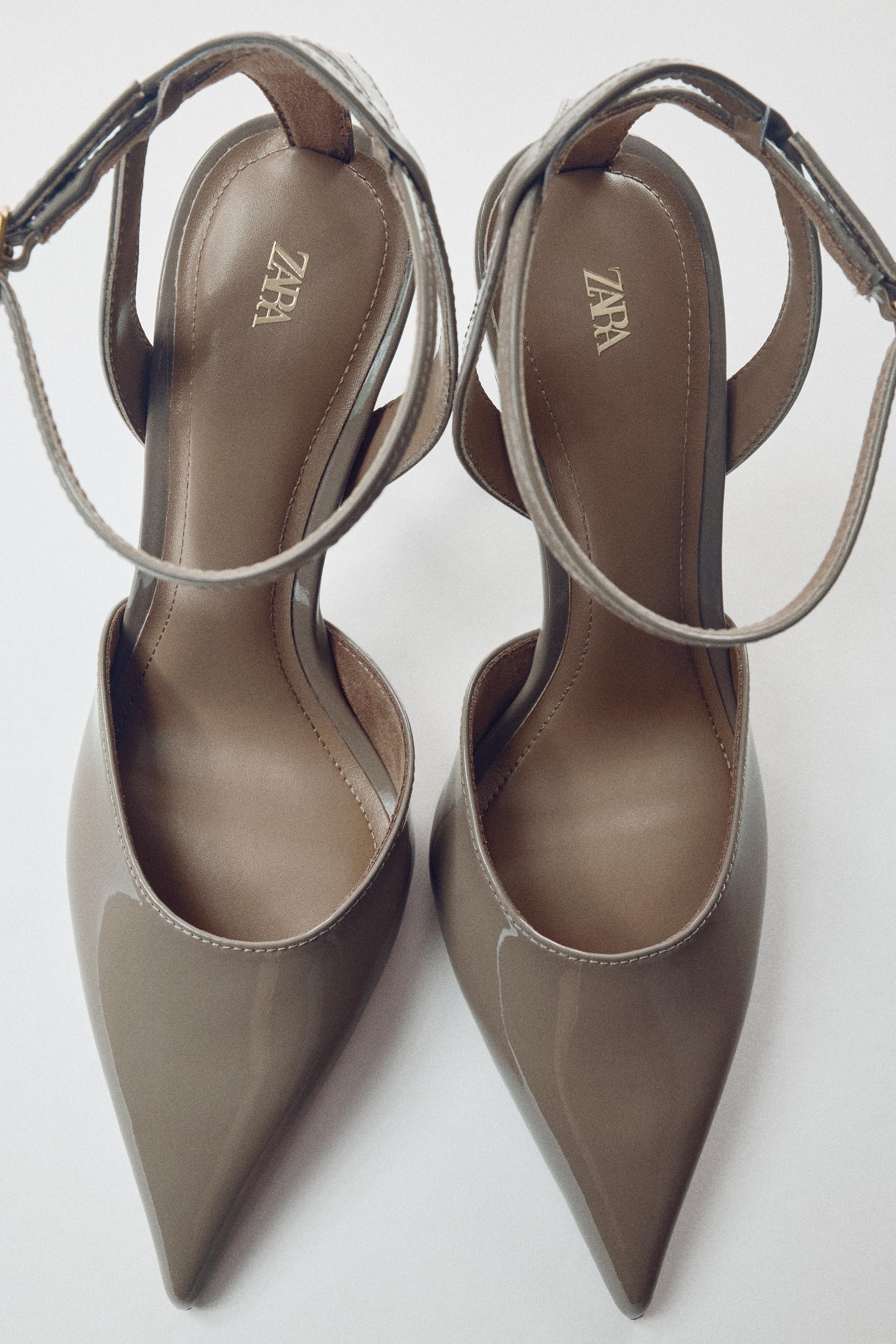 FAUX-PATENT SLINGBACK HEELS