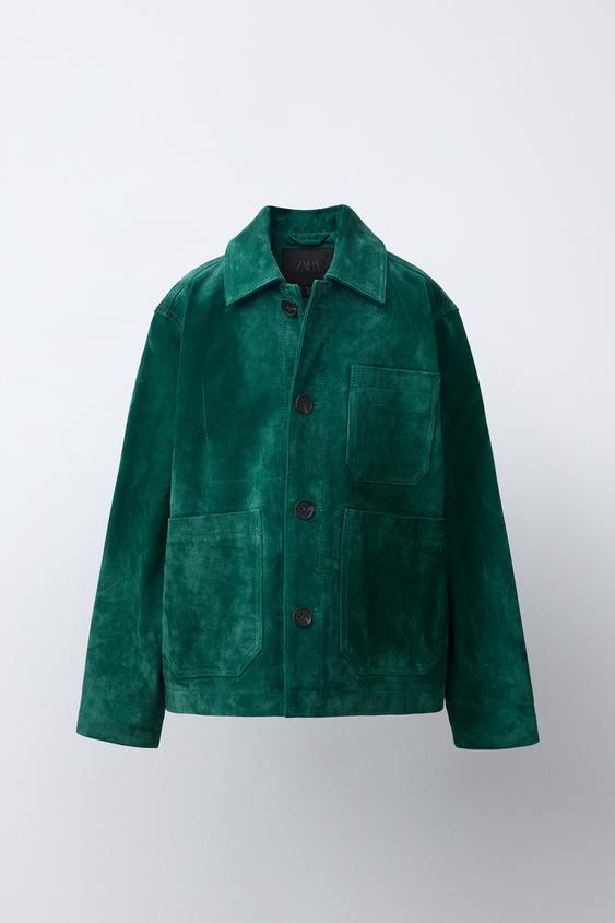 100% LEATHER JACKET - Bottle green de Zara - Imagen 0