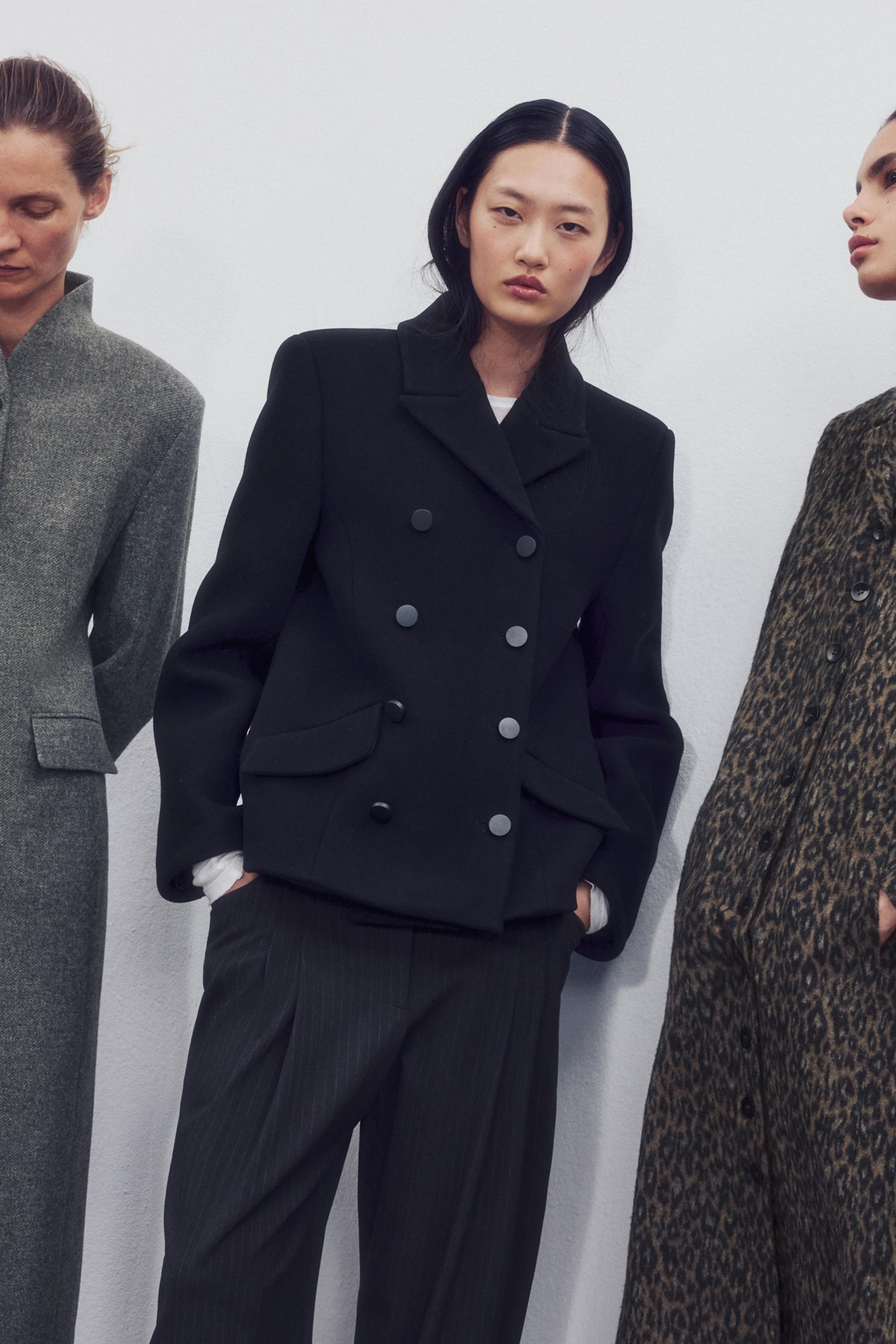 ZW COLLECTION ショート丈ウール混コート - ブラック | ZARA Japan / 日本