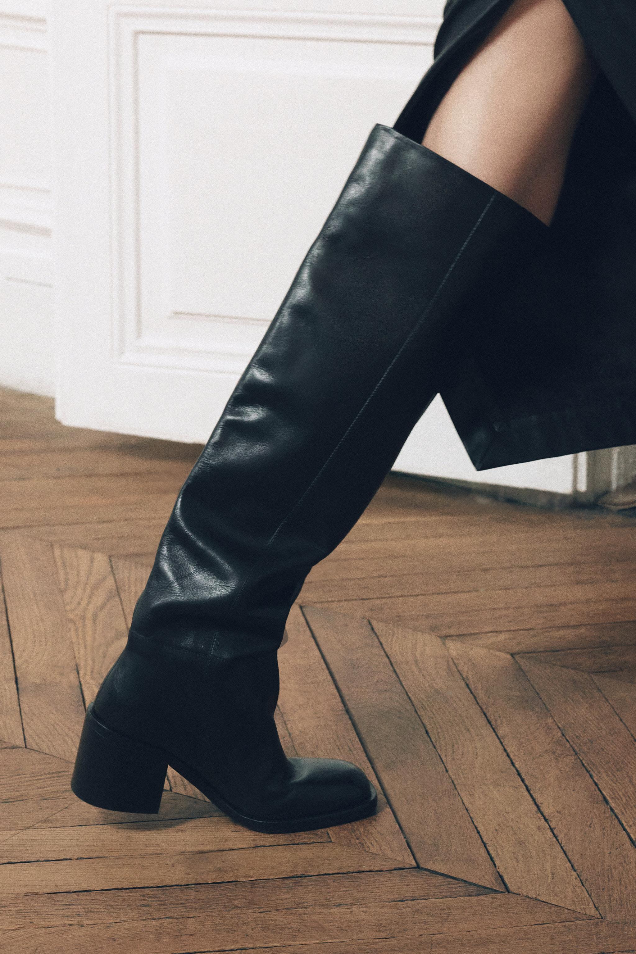 Tall knee high black boots on sale