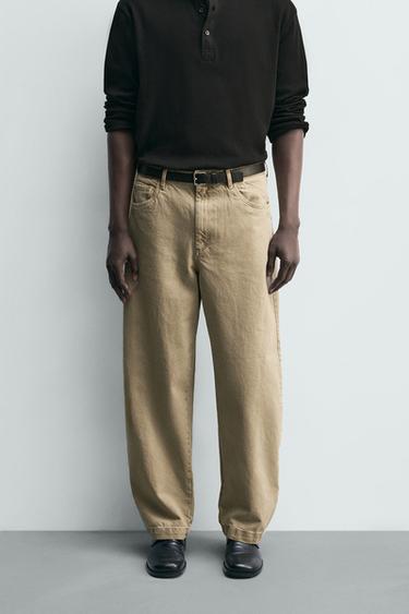 COLOURED STRAIGHT-LEG JEANS - Beige by Zara