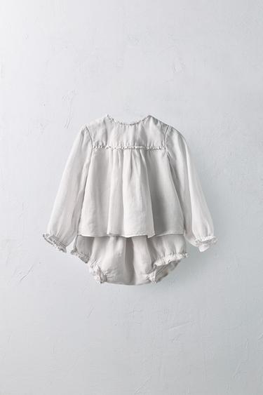 1-24 MOIS/ ENSEMBLE BLOUSE ET CULOTTE 100 % RAMIE ÉDITION LIMITÉE - Gris perle de Zara