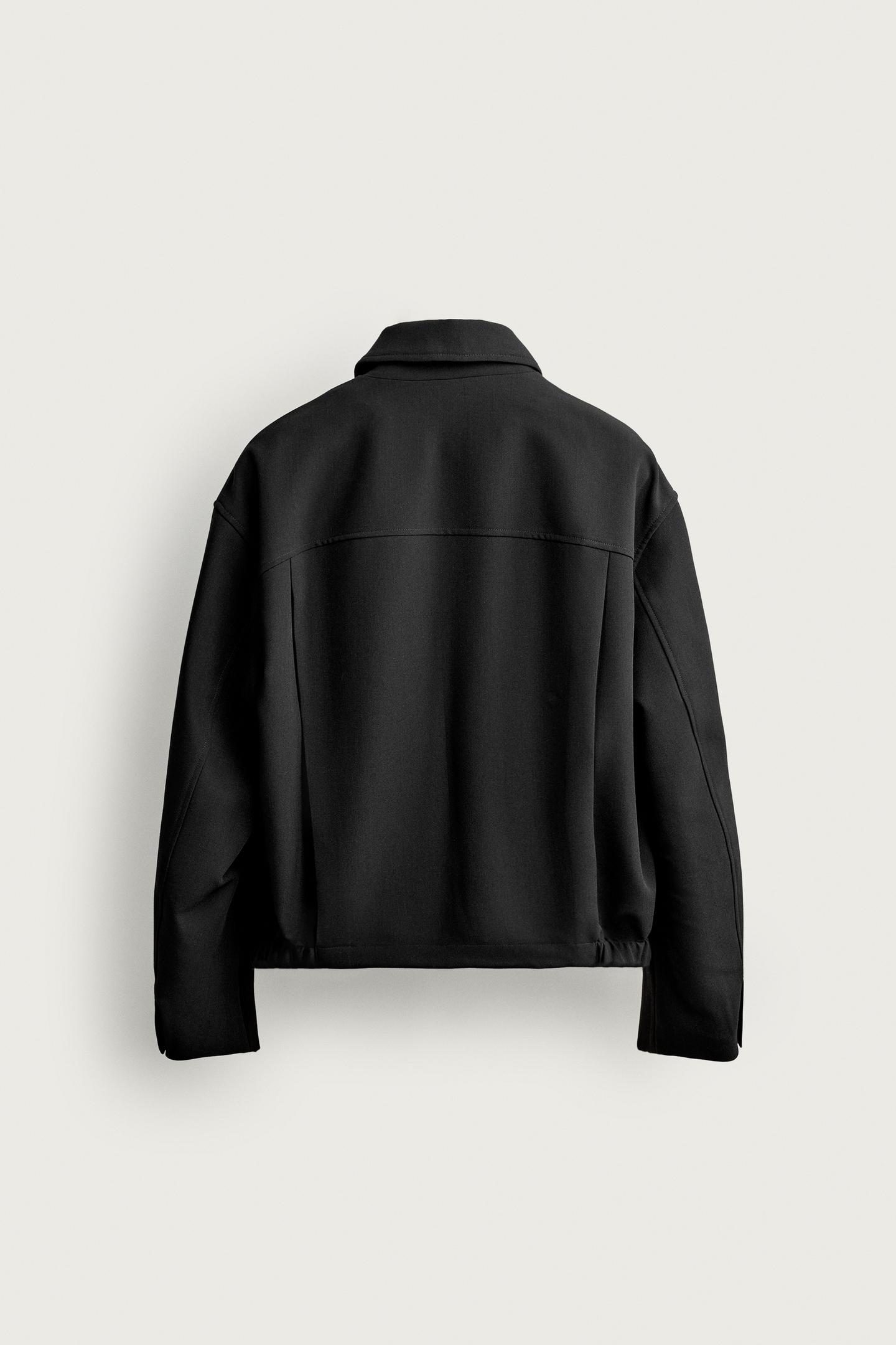 Мужская куртка Zara Relaxed Fit Pleated, цвет: Чёрный — фото 8