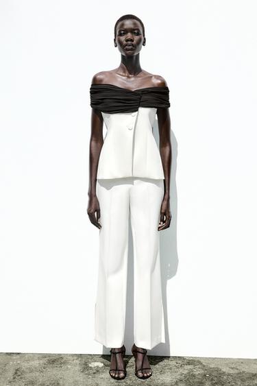 Zara COMBINATION WAIST PANTS - Ecru - Image 0