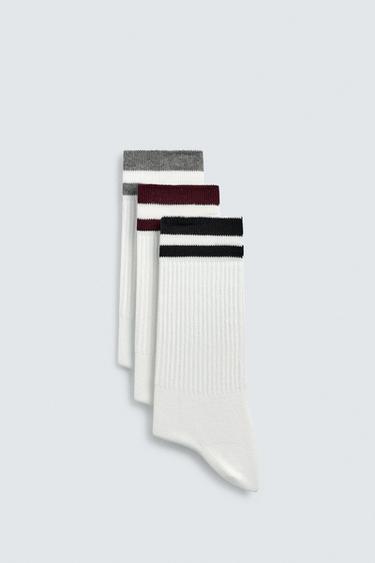 CHAUSSETTES À BANDES LOT DE 3 - Blanc de Zara - Image 1