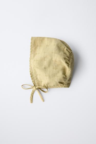 EMBROIDERED LACE BONNET - Olive green by Zara - Image 2