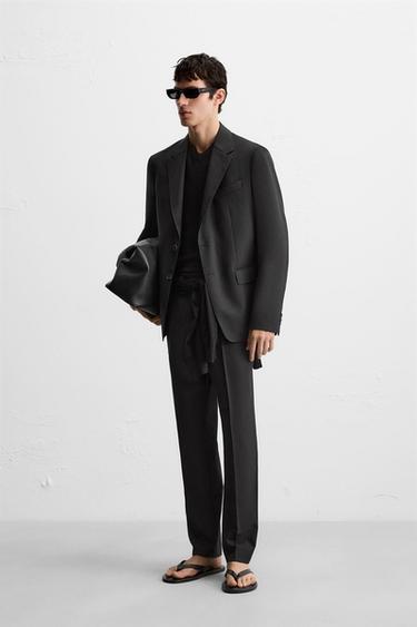 100% WOOL SUIT TROUSERS - Black by Zara