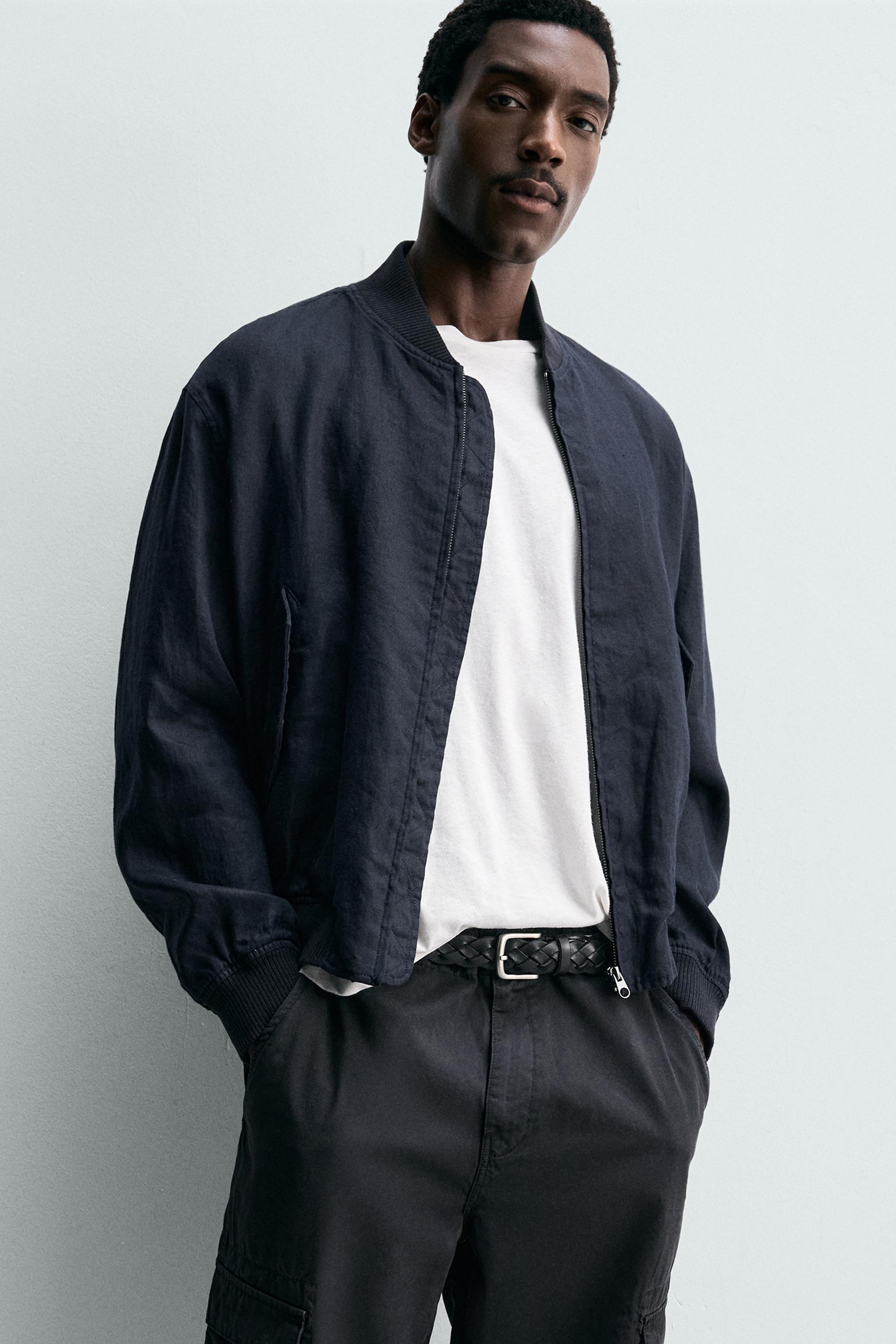 ウェスティ　ZARA リネン100% ボンバージャケット リネン100%ボンバージャケット - ネイビーブルー | ZARA Japan / 日本