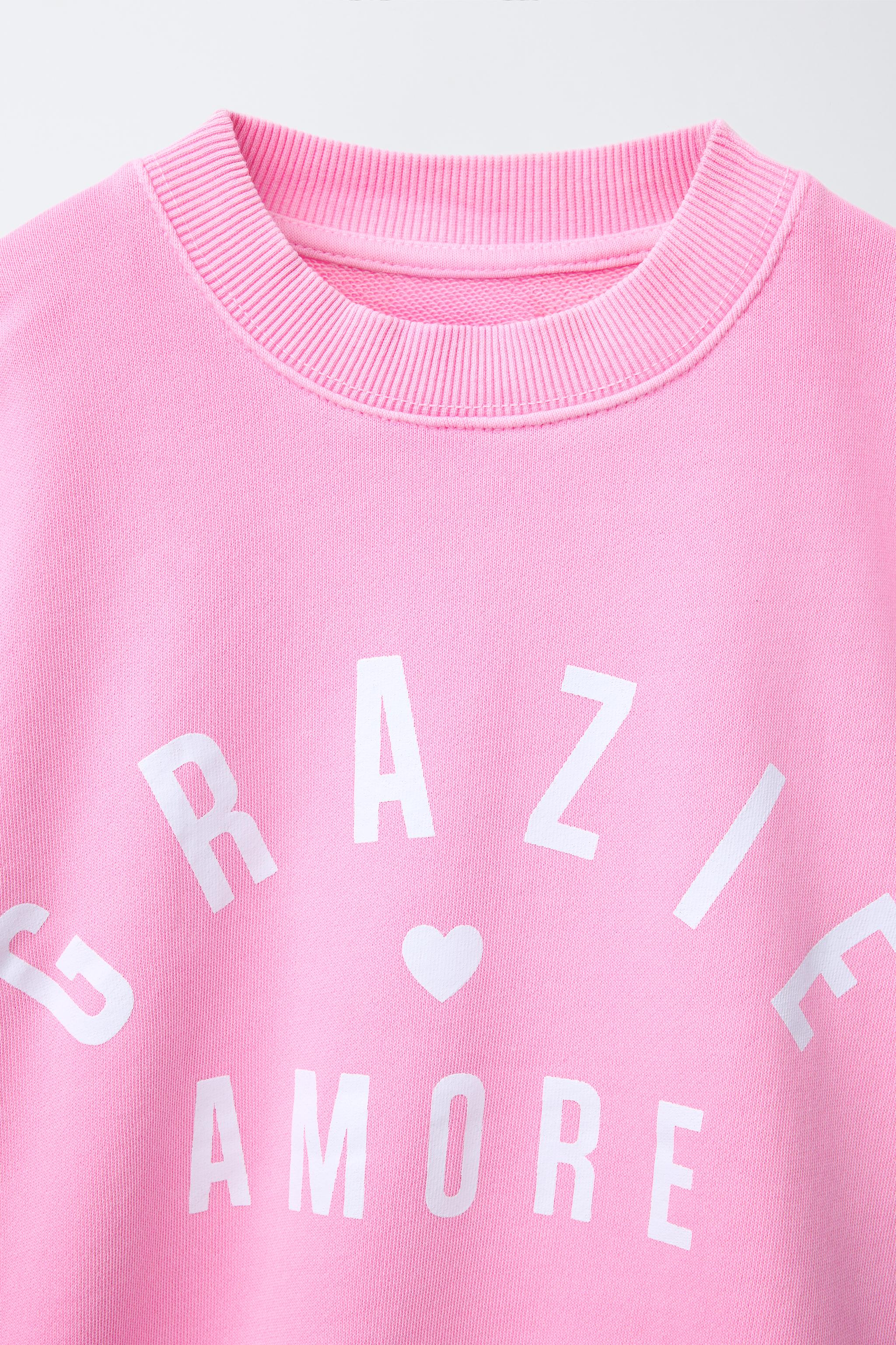 TEXT PRINT SWEATSHIRT - Neon pink | ZARA Canada