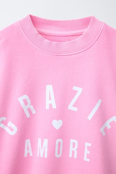 SLOGAN PRINT SWEATSHIRT - Neon pink by Zara - Image 2