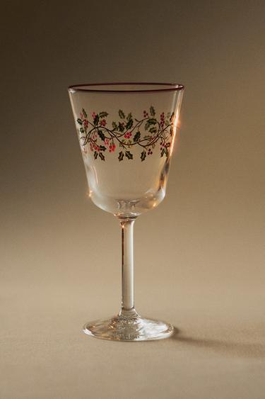 CHRISTMAS HOLLY GLASS — Red 1