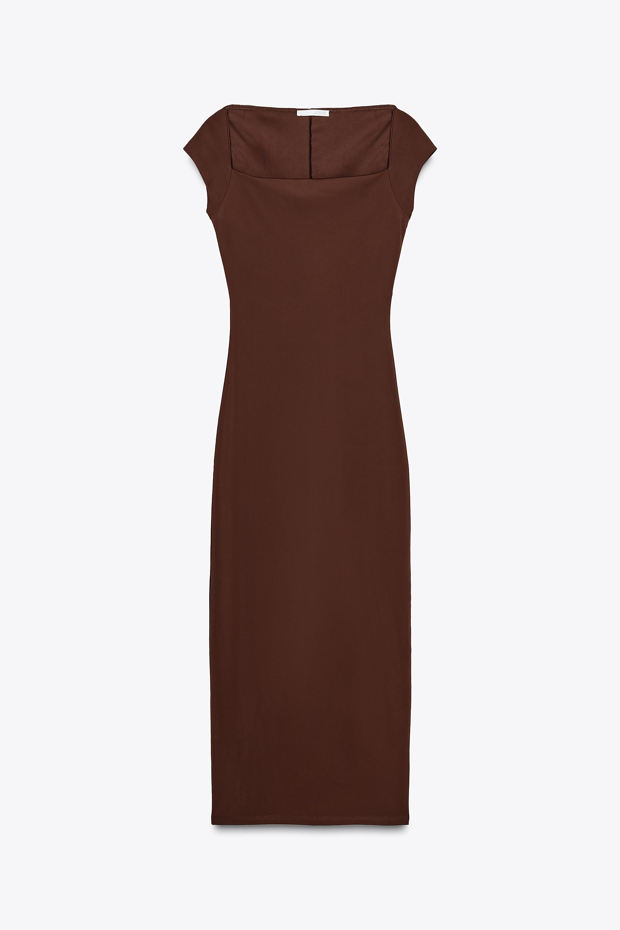 ★ZARA★ POLYAMIDE MIDI DRESS MIDI DRESS WITH POLYAMIDE - Olive green | ZARA United States
