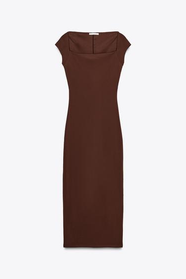 ROBE MIDI POLYAMIDE - Chocolat de Zara - Image 6