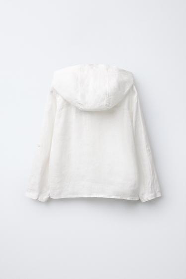 LINEN HOODED OVERSHIRT - Ecru by Zara - Image 2