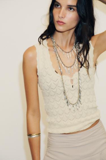 TOP PUNTO POINTELLE - Vainilla de Zara