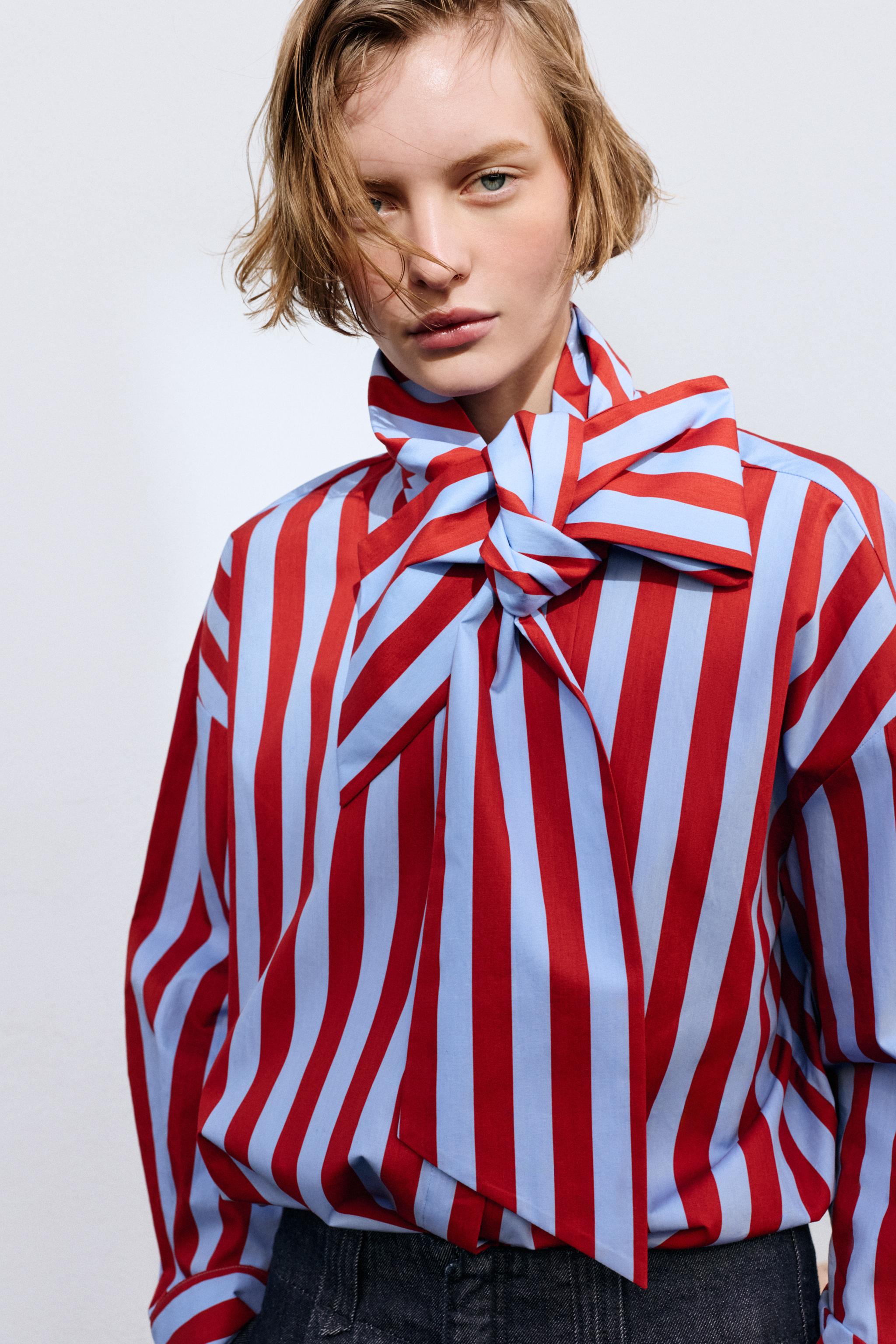 STRIPED SHIRT WITH BOW - Multicoloured | ZARA Australia