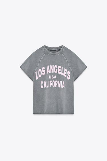 WASHED-EFFECT TEXT PLUSH SWEATSHIRT - Anthracite grey by Zara