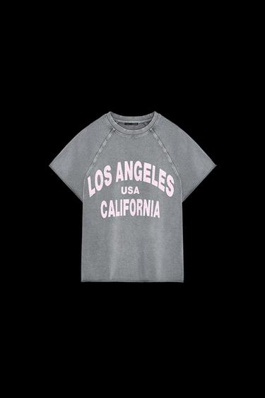 SWEATSHIRT AUS FLEECE MIT VERWASCHENER OPTIK UND TEXT - Anthrazit von Zara - Bild 0