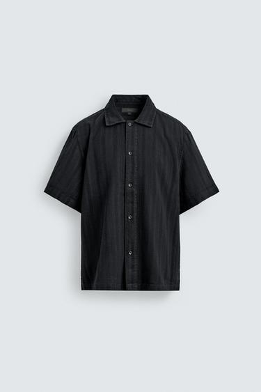 WASHED TEXTURED SHIRT - Black by Zara