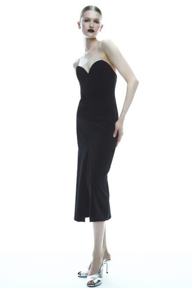 VESTIDO MIDI TERCIOPELO ZW COLLECTION - Negro de Zara