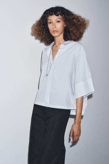 CHEMISE EN POPELINE ZW COLLECTION - rayures de Zara