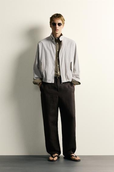 Zara CROPPED FIT CHECKERED JACKET - Oyster-white - Image 0