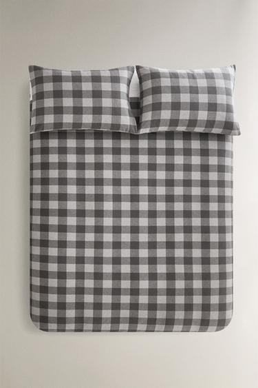 CHECK FLANNEL DUVET COVER - Grey by Zara - Image 4