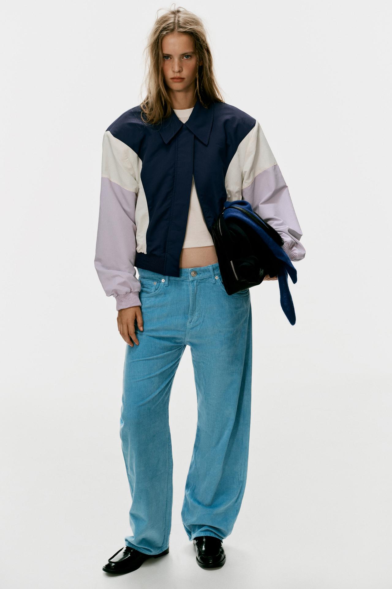 CORDUROY BOYFRIEND PANTS — Light blue