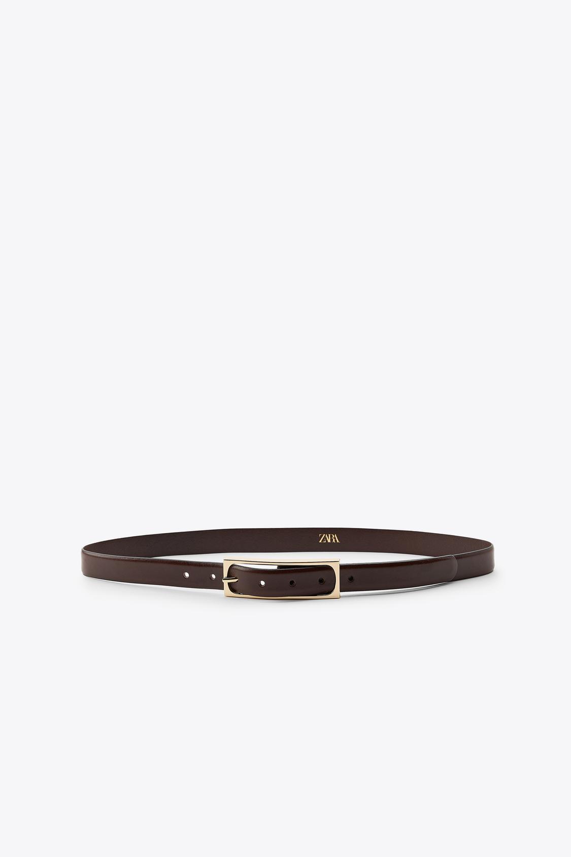 LEATHER BELT WITH RECTANGULAR BUCKLE