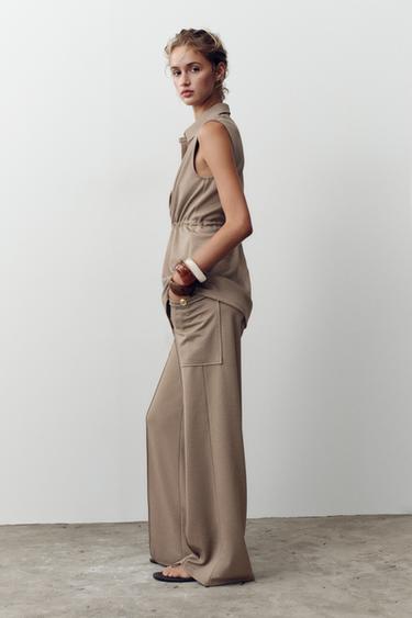 BUTTONED TWILL WAISTCOAT - Beige by Zara - Image 3