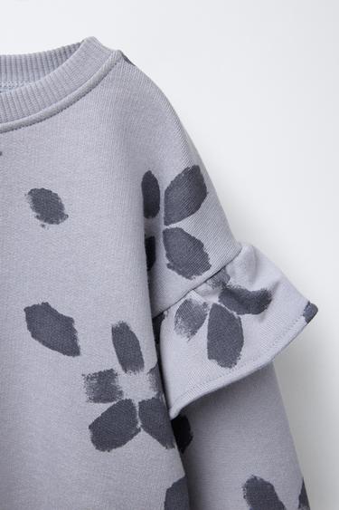 FLORAL PRINT SWEATSHIRT - Grey / Blue by Zara - Image 2
